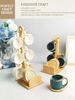 Nordic Style Ceramic Coffee Mug Set with Natural Bamboo Tree Cup Holder and Non-slip Coasters Stylish Kitchen Organizer for Tea and Coffee Home Decor