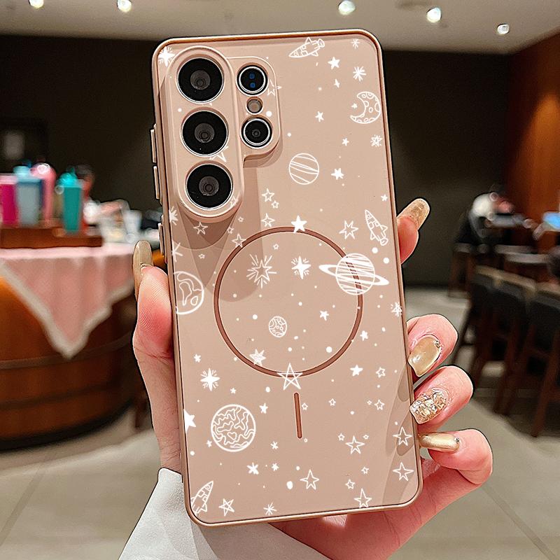 Lucky Stars Planet Pattern Case For Samsung Galaxy S26 Ultra S25 Edge S24 Plus S23 FE S22 A17 A54 A55 A56 A57 5G Magnetic For Magsafe Matte Cover