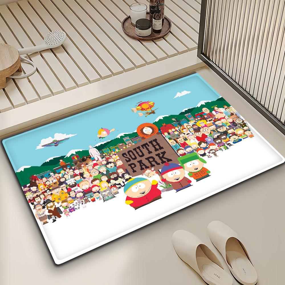 Cartoon S-SOUTH PARK Funny Door Mat Bath Microfiber Decorative Versatile Flannel Floor Mat Quick Dry Absorbent Non-slip Sole