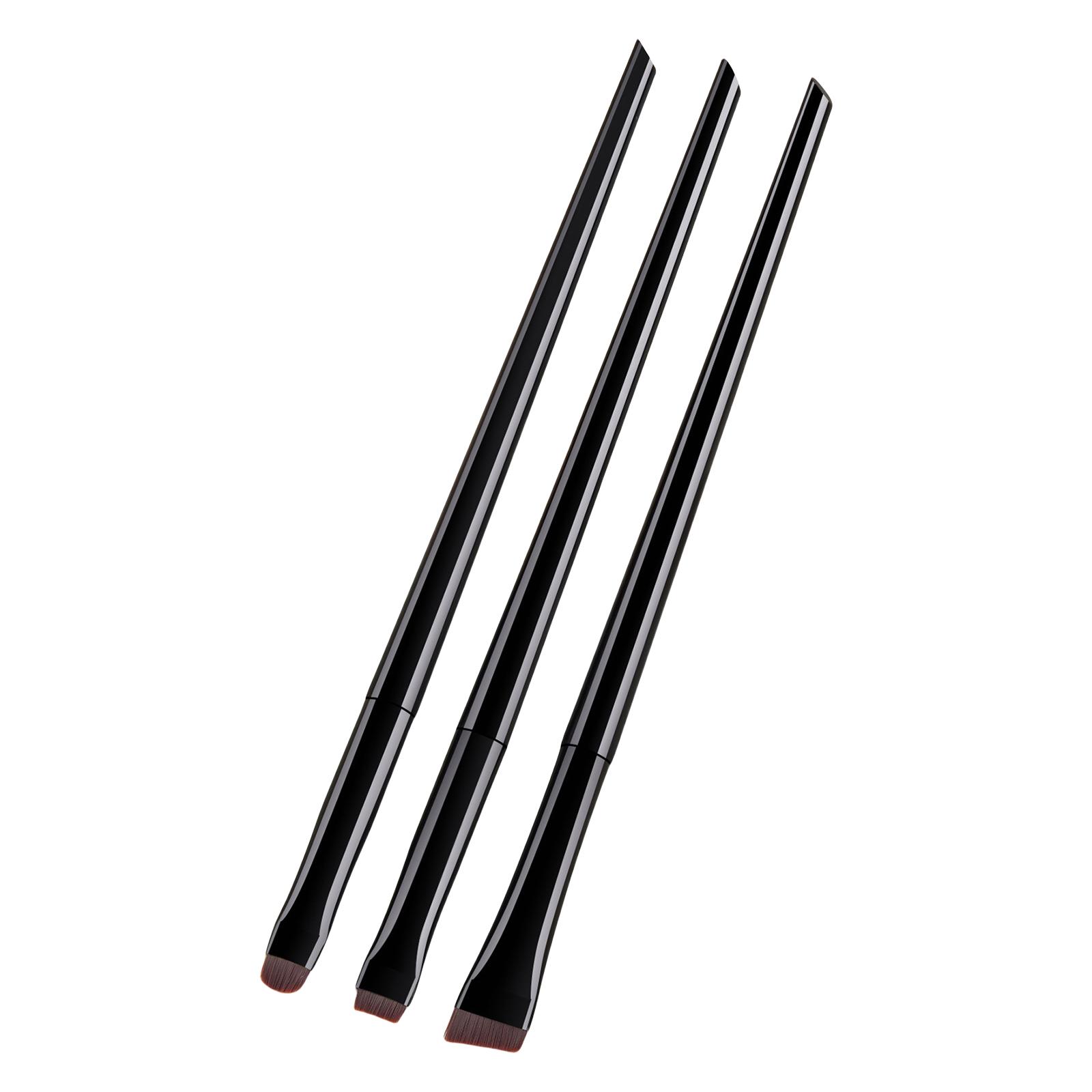 

3 шт. Набор кистей для макияжа для путешествий Кисти для теней для век Портативные косметические кисти для ресниц Основа для теней для век Контур румян чёрный