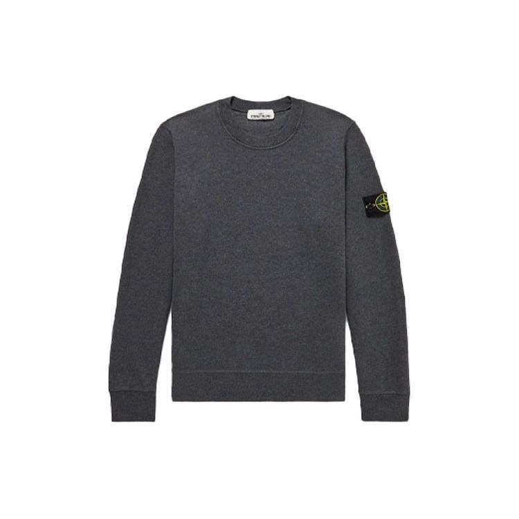 Stone Island Logo Pattern Pullover Crewneck Sweatshirt Men sweatshirt Gray 751563020-V0M67