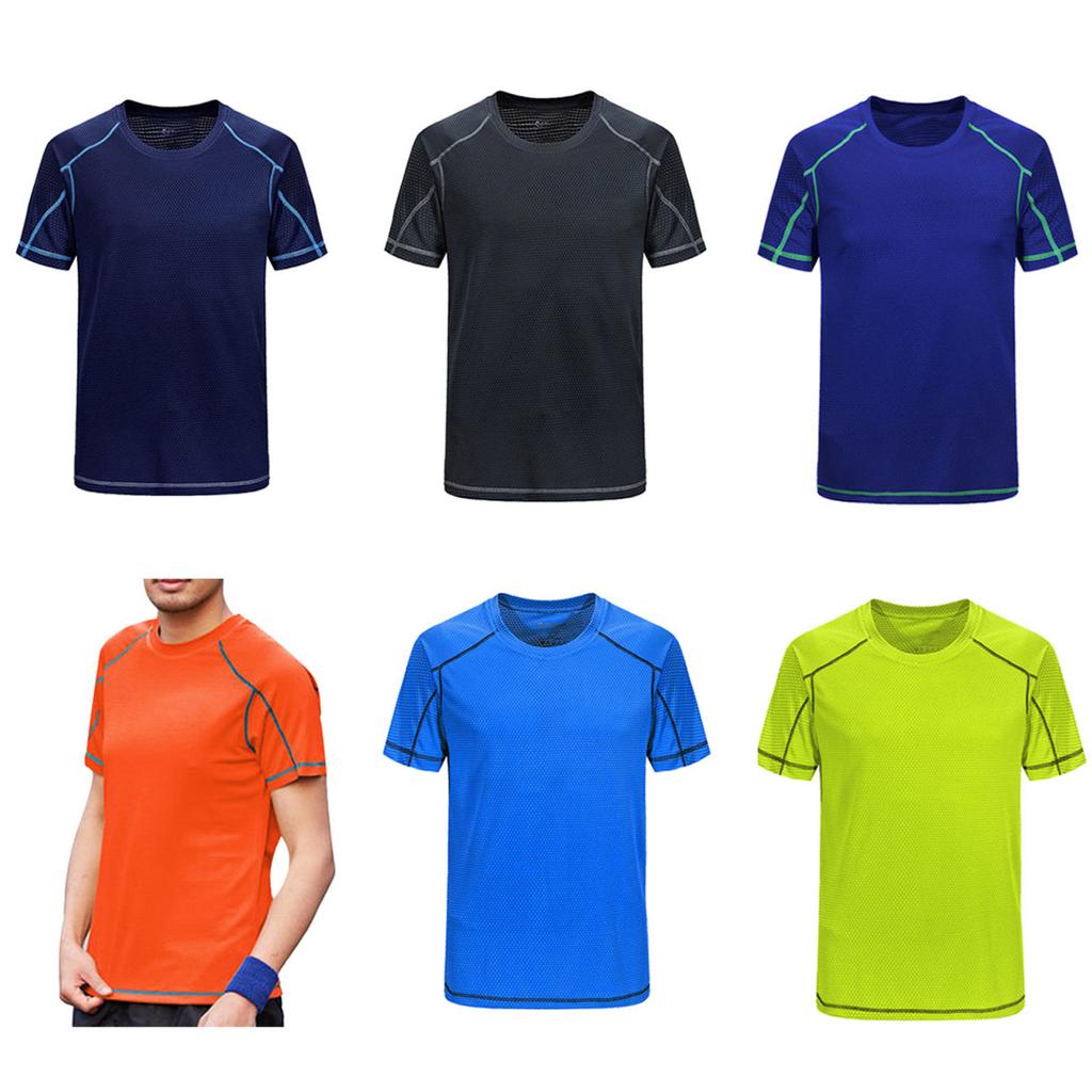 Athletic Men's Performance Short Sleeve T-Shirt Male's Breathable Ice-silk Quick-drying Running Sports Top