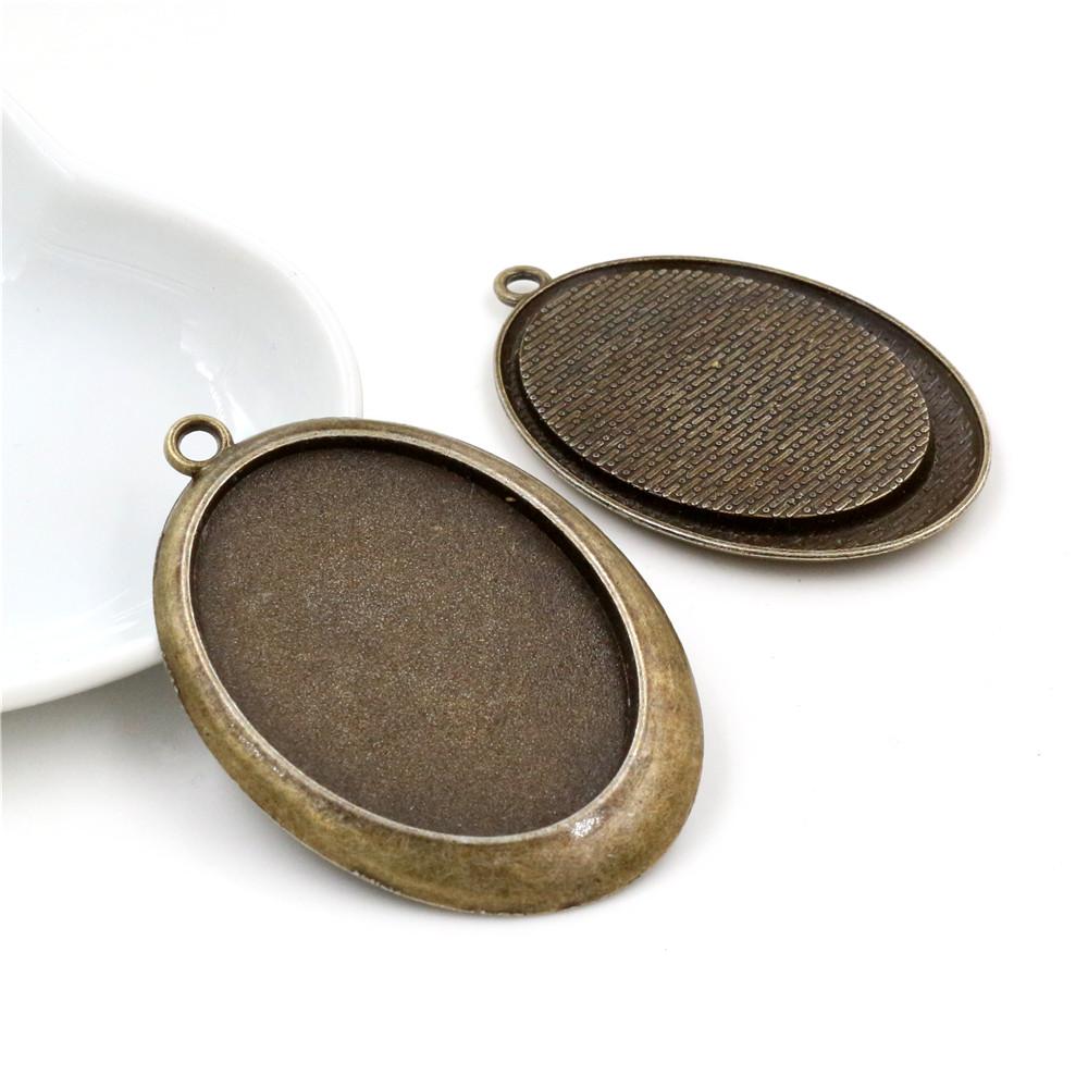 5 Stück 30x40mm Innenmaß 7 Farben Vergoldete Cabochon-Fassung Anhänger Charms