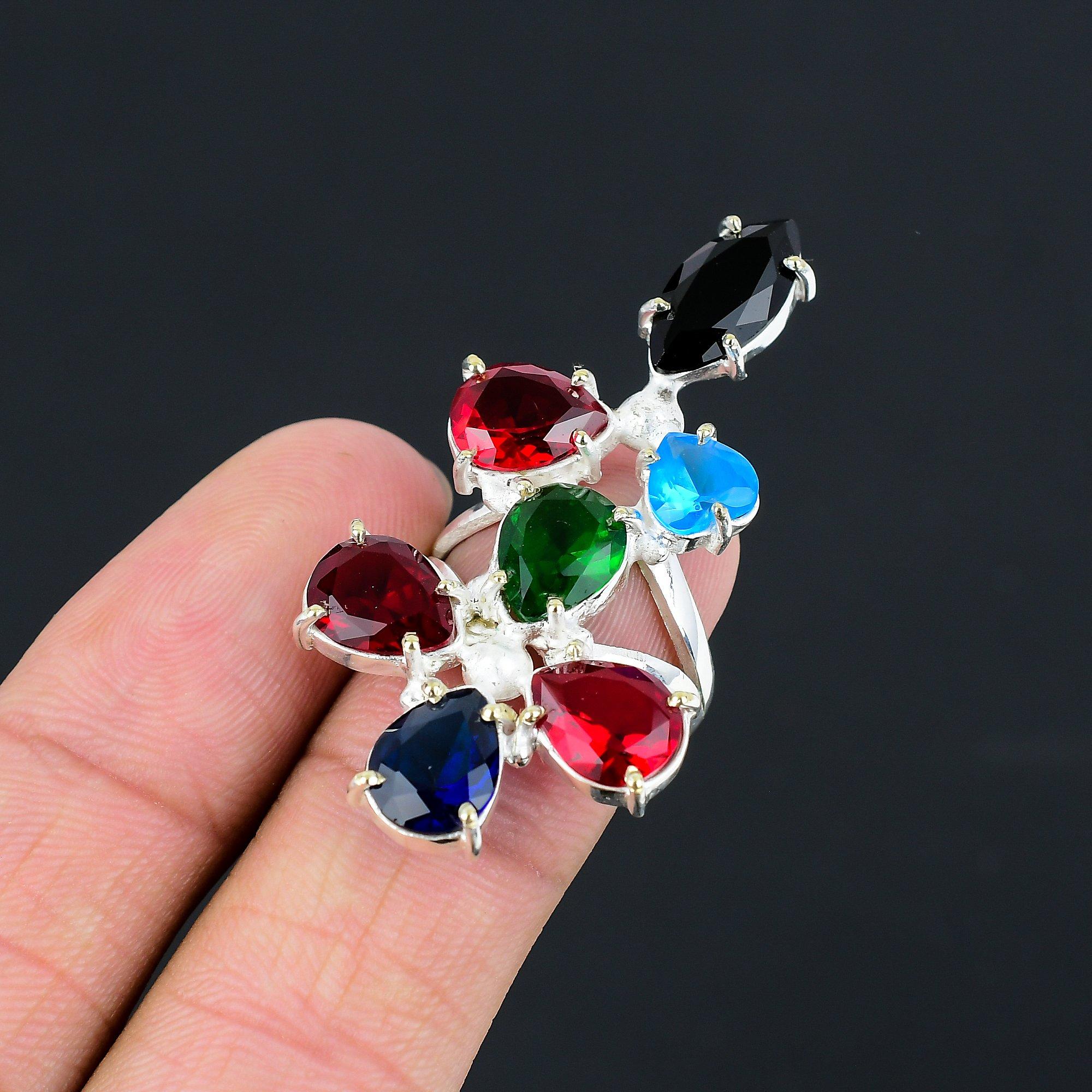 

Wedding Gift For Her 925 Silver Natural Mozambique Garnet Promise Ring Size 8 8
