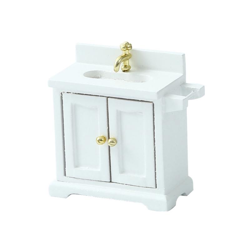 Kitchen Sink Cabinet Miniature Furniture Model Accessories Role Play Furnishings Set for Kitchen Doll House