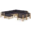 VidaXL Garden Lounge Set 10 Pcs with Dark Grey Cushions Bamboo