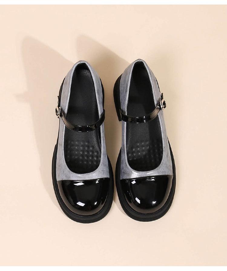 Fashion Mary Jane Shoes Single Shoes Spring and Summer New Thick Sole Simple Women's Shoes Leather French Everything