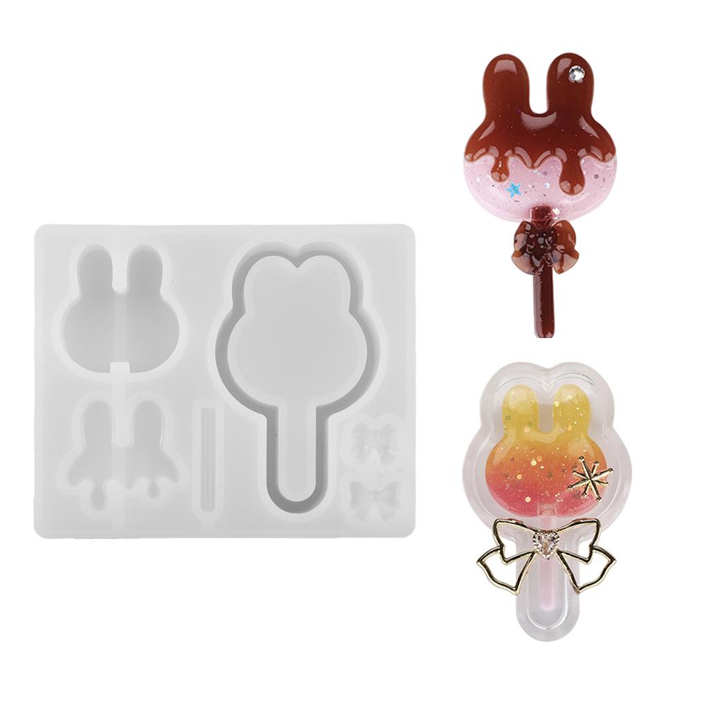 Cute Lollipop Quicksand Mold Handmade Pendant Silicone Mold Resin Casting Mold for DIY Keychain Jewelry Non-stick