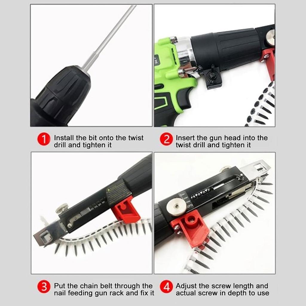 Automatická hřebíkovačka vrtačka Pneumatická šroubovací vrtačka Adaptér řetězu Elektrická vrtačka Nástavec řetězu Sada pro sádrokarton Dřevěná deska Strop