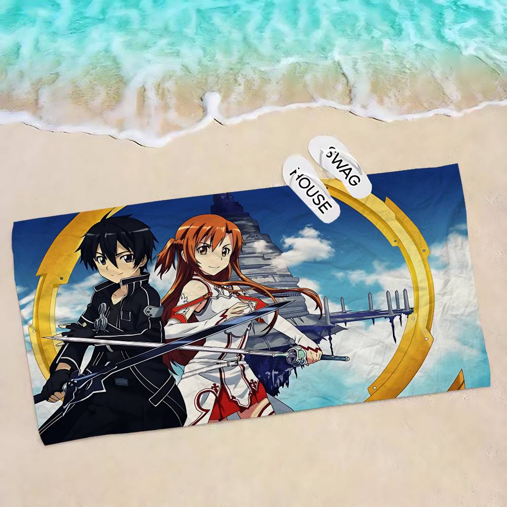 

Япония Аниме Sword Art Online Пляжное полотенце Цветные банные полотенца для девочки Микрофибра Быстросохнущее Без песка Пляж Йога Спа Спортзал Бассейн W40*H60(CM)