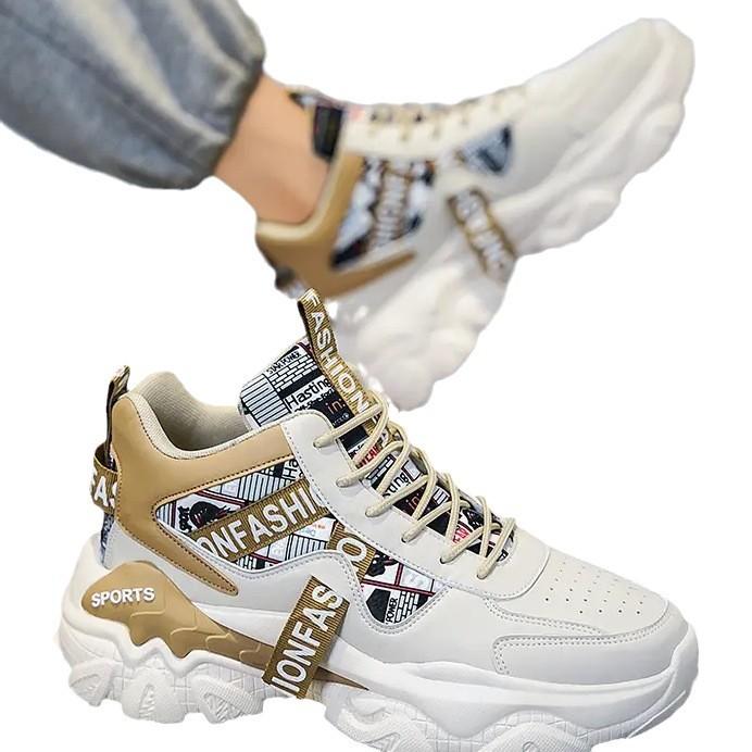 Herren High-Top Schuhe Winter Drehknopf Basketball Sportschuhe Jugend Trendmarke vielseitig Putian Fried Street Dad Schuhe dicke Sohle