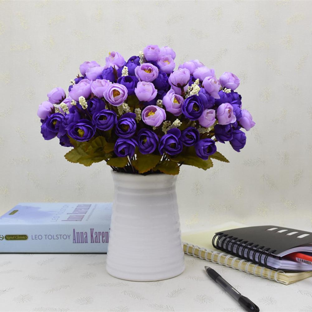 Branch 18-Flower Pretty Simulate Camellia Bouquet Artificial Flower Wedding Home Office Decoration