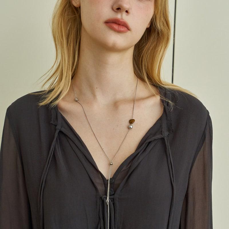 Ssecondo Y-drop Stone Long Necklace, Solene _2 Colors