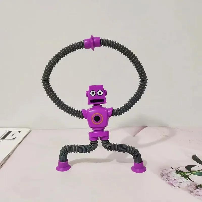 Non-Toxic Children Suction Cup Toys Pop Tubes Stress Relief Telescopic Robot Toy Sensory Bellows Toys Anti-Stress Squeeze Toys