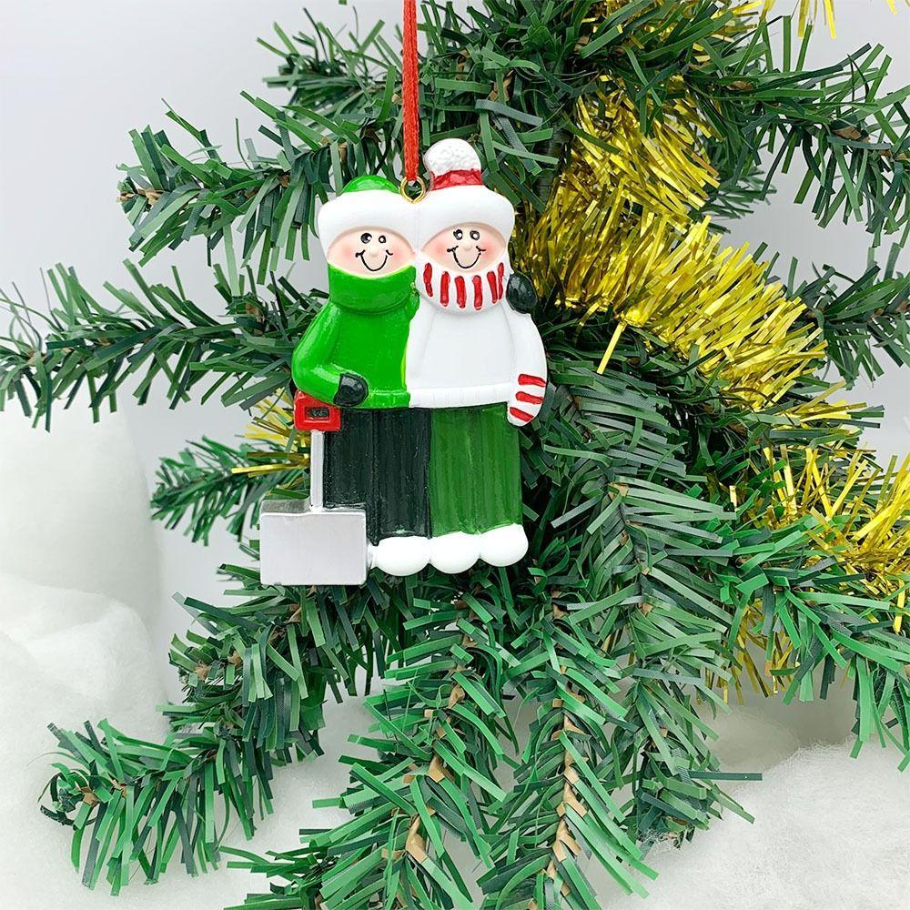 Color Painting Family Xmas Pendants Resin Christmas Tree Ornaments  Christmas
