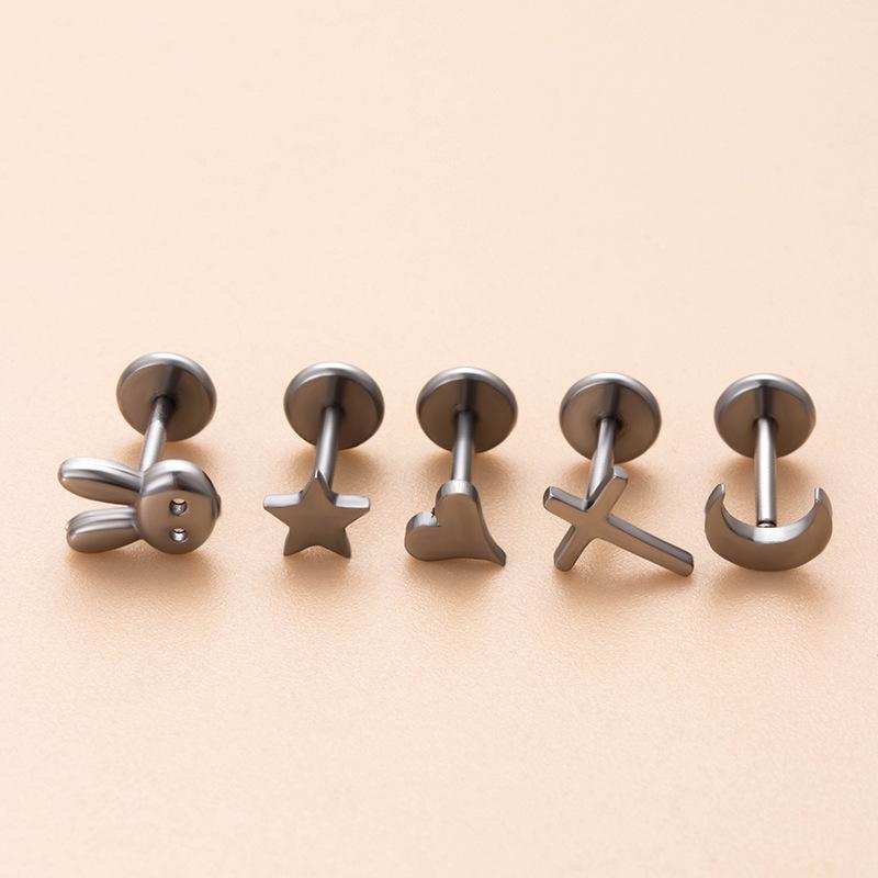 Henson Stainless Steel Heart, Star, Cross Lip & Cartilage Studs