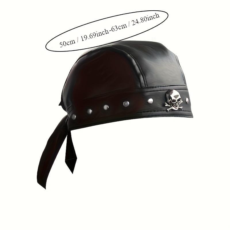 Meier Cool punk style black imitation leather pirate hat skull decorated turban