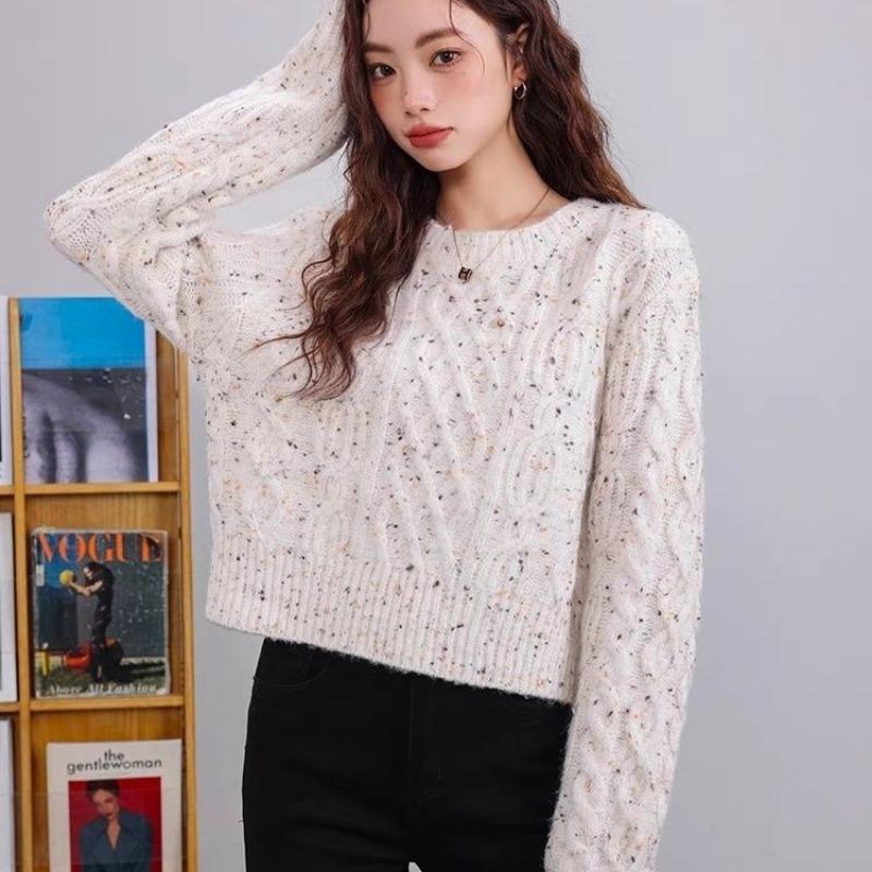 Lazy Style Soft Glutinous Color Dot Sweater for Girls Loose Knit Pullover Versatile Casual Top for Autumn and Winter Jacket New