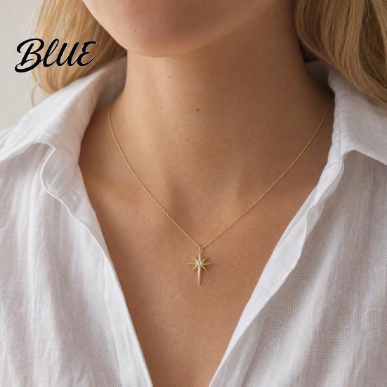 Versatile Style Necklace Mini Eight-Pointed Star for Women Rhinestone Polished