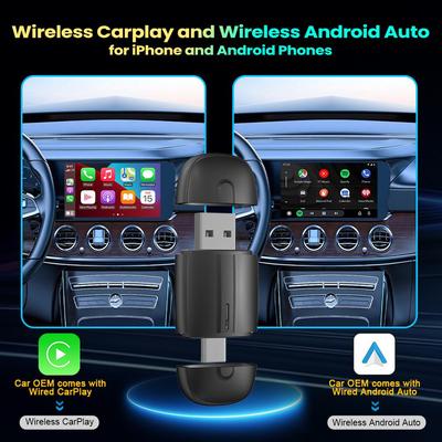 Dual-Head Wired To Wireless CarPlay Box for Apple & Android Auto