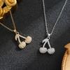 Cherry Design Women's Necklace - Titanium Steel, Full Diamond, Simple & Trendy