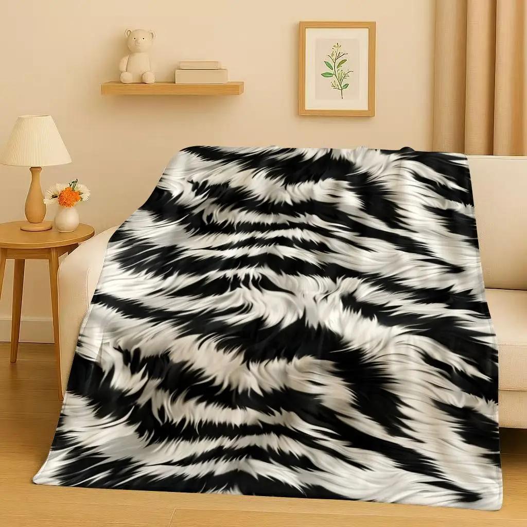 HD Zebra Tiger Leopard Beast Stripe Print Art Flannel Blanket,Ultra Soft Warm Plush Throw for Home Bedroom Bed Sofa Cover Office