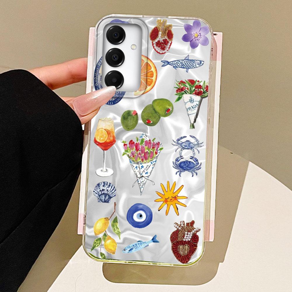 Seaside Scenery Wine Lemon Phone Case for Samsung Galaxy A55 A07 A17 A56 A36 A26 A16 A53 A06 A14 A24 A34 A54 A15 A25 A35 Cover