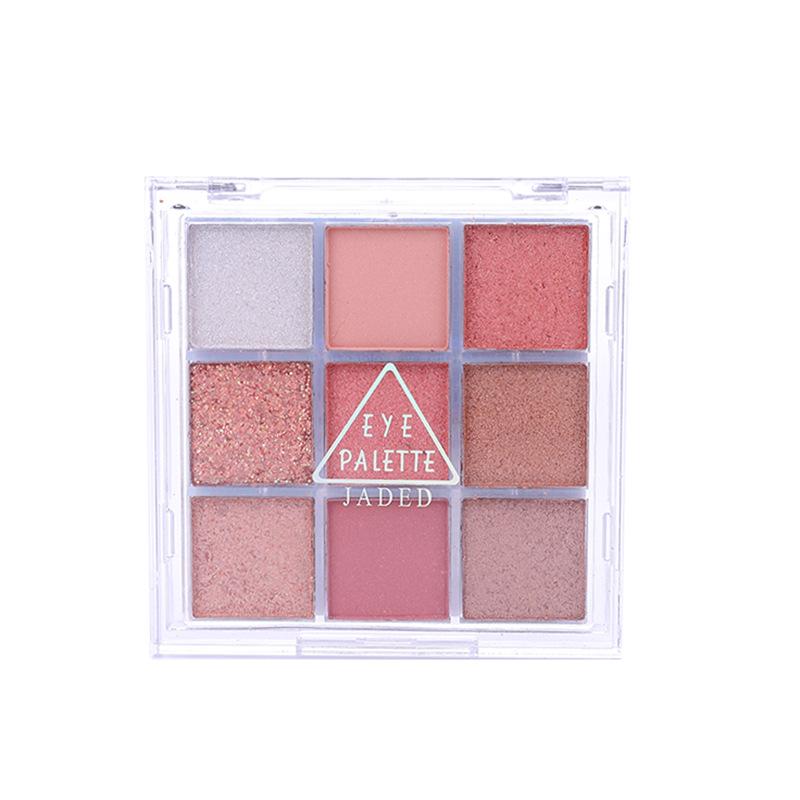 JADED 9-Color Earth Tone Eyeshadow Palette: Glitter, Shimmer, Matte Finishes