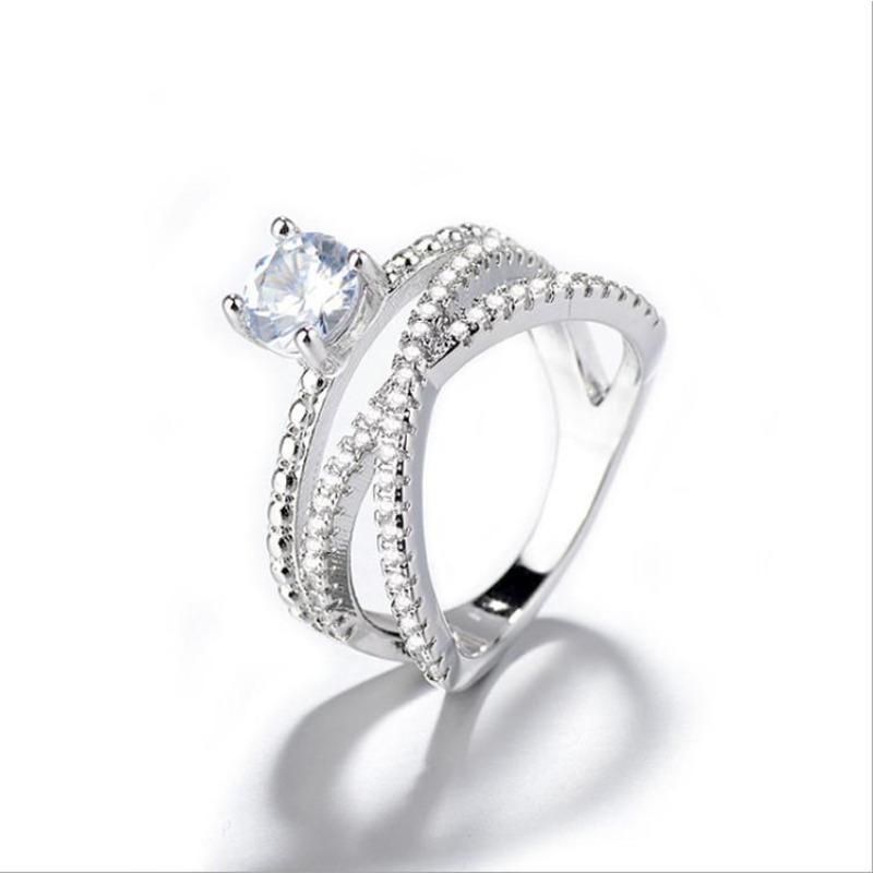Jewelry Eight Hearts Eight Arrows Double Layer Winding Round Diamond Ring Simple Cross Creative Ring