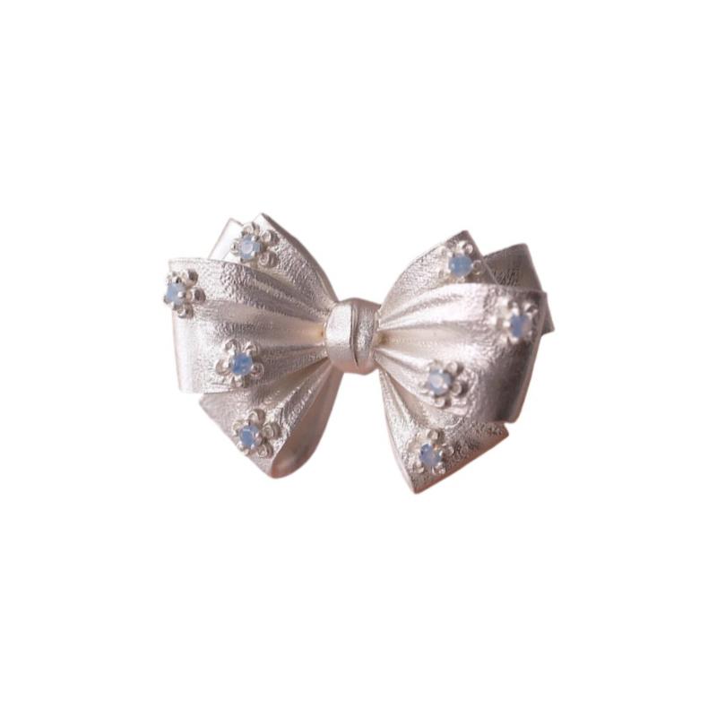 Original design stereoscopic inlaid blue diamonds bowknot rings for women romantic and fresh style ring engagement jewelry gift