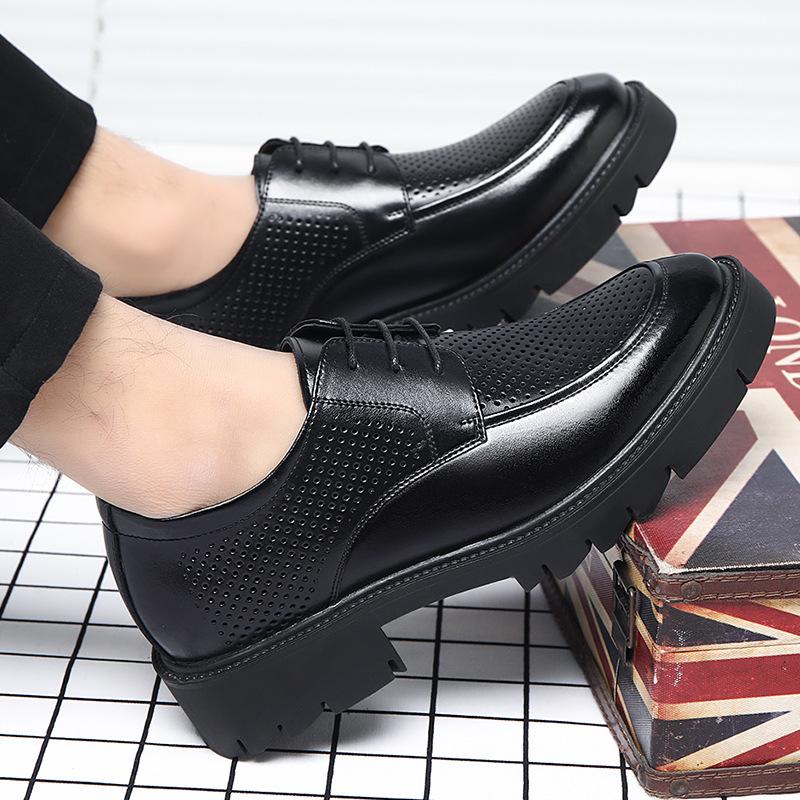 8 10 Cm High Heel Shoes for Men 2025 Summer Autumn Inside High Shoes Male Hollow Business Men's Cow Leather Dress Shoes