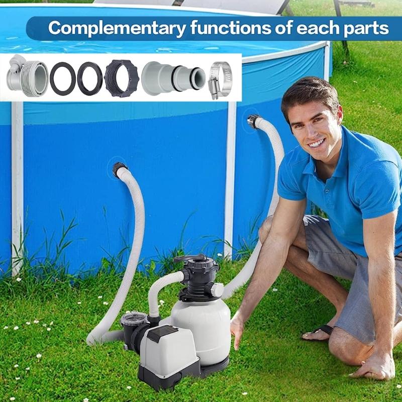 Swimming Pool Hose Adapter with Collar for IntexFit ARU Threaded Connect Pumps