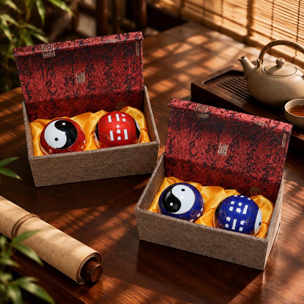 Spherical Esmaltado Hand Ball with Presentation Box Yin-Yang Exercise