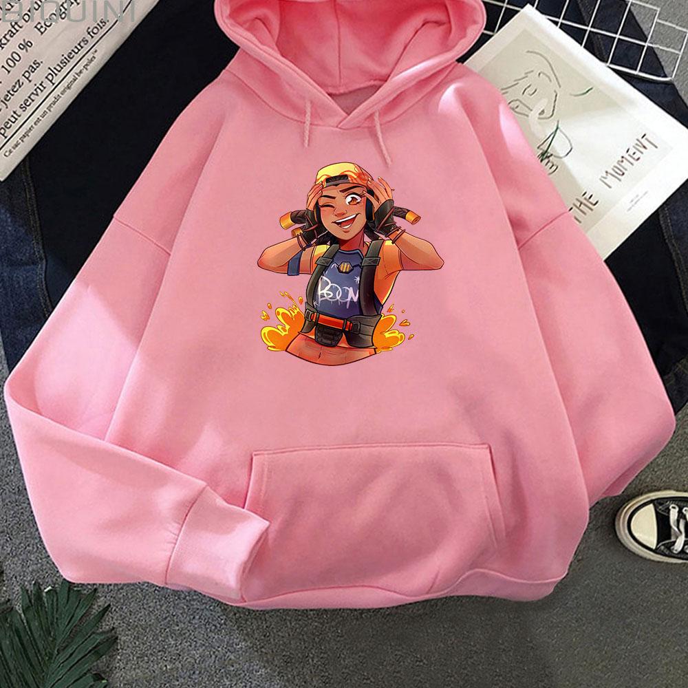 Cartoon Game Raze VALORANT Hoodies Men Streetwears Grunge Korean Hip Hop Autumn Winter Anime Loose Sweatshirts Women Boys Unisex