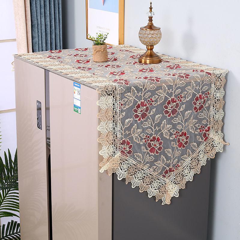 Refrigerator Cover Cloth Single Opening Washing Machine Cover Refrigerator Dust Cover Lace Oil Proof Cover Cloth Covering Dust Cloth