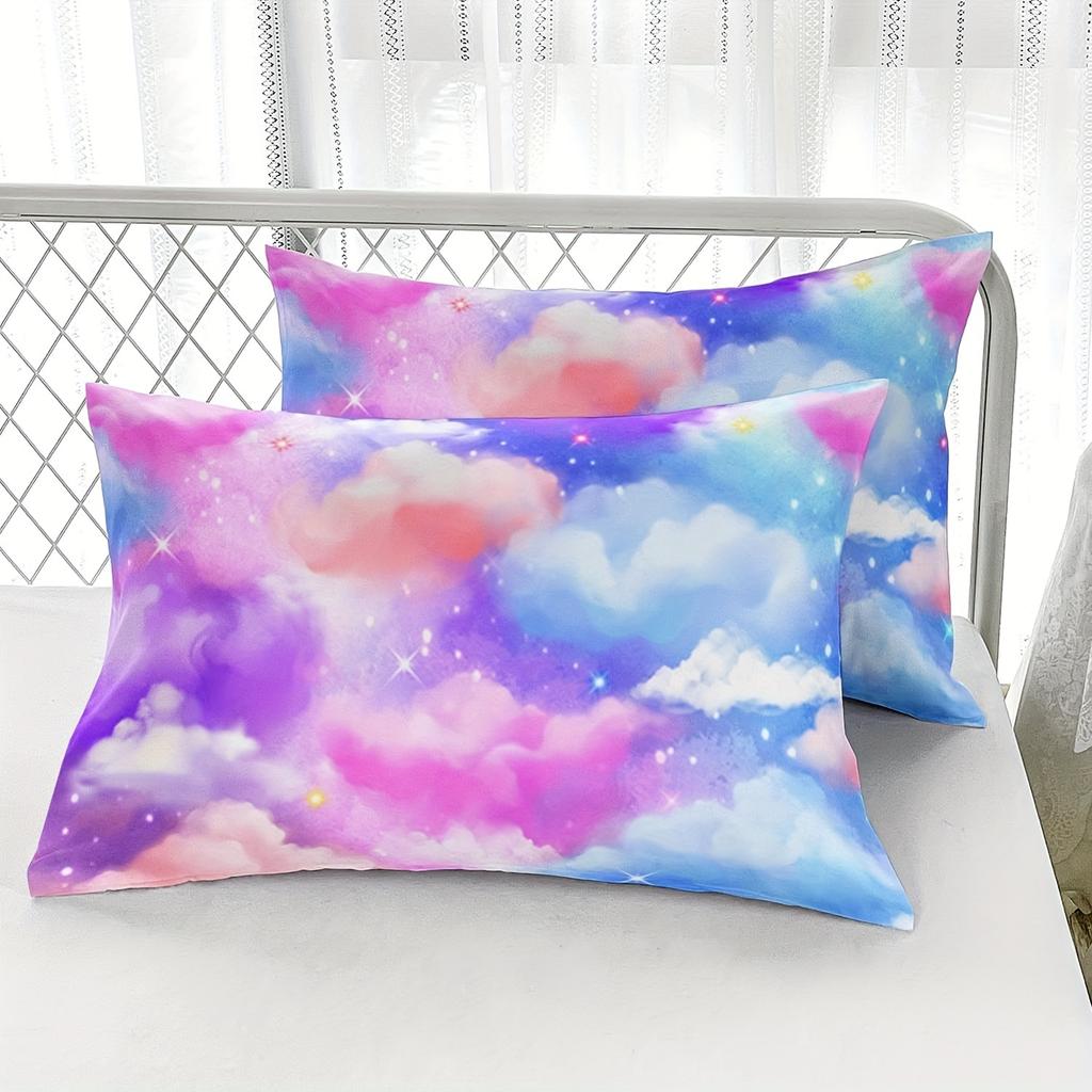 Cloud Comforter Set, Multicolour Clouds Comforter Set Pink Blue Cloud Sky 3D Digital Printing Comforter Bedding Set