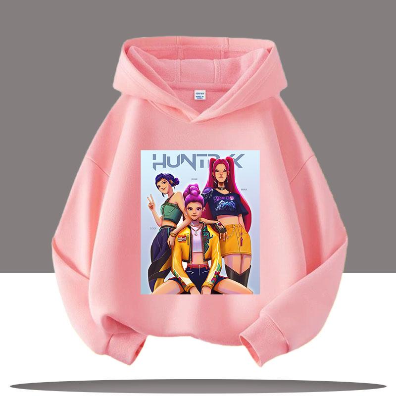 K-pop Mikiny Lovců démonů Chlapci Dívky Dlouhý rukáv Svrchní oděv Saja Chlapecký potisk Mikina s kapucí pro děti Módní svetr Dětské topy