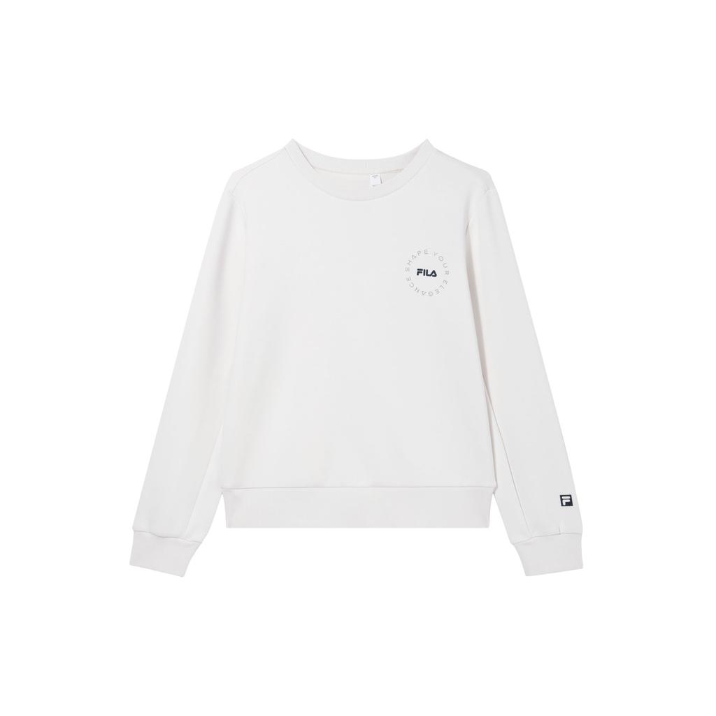 FILA Fitness Series Letter Round Neck Pullover Loose Sweatshirt Women sweatshirt Pebble-Gray A11W411203F-GY