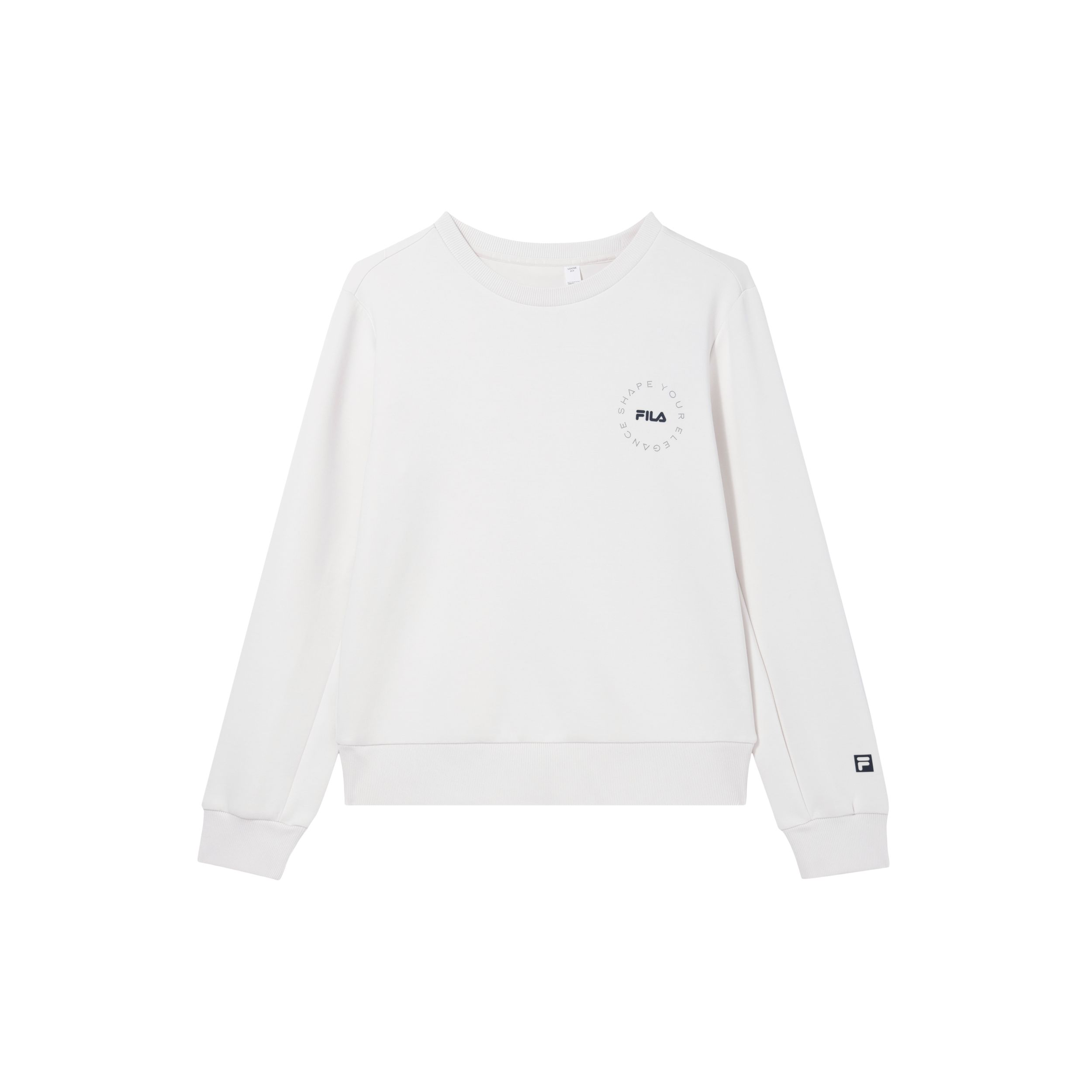 

FILA Fitness Series Letter Round Neck Pullover Loose Sweatshirt Women sweatshirt Pebble-Gray A11W411203F-GY
