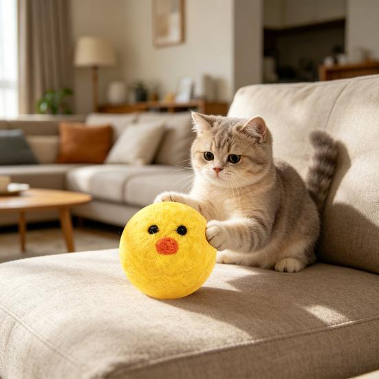 Brinquedos para Gatos Forma de Pato Amarelo Bolas Silenciosas de Lã Feltro Macio Resistente à Mordida Brinquedo para Gato Seguro para Mastigar Arranhar Brinquedo Divertido para Animal de Estimação para Filhote