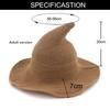 Cotton Knit Pointed Wizard Hat Womens Wide Brim Witch Hat Foldable Bucket Hat