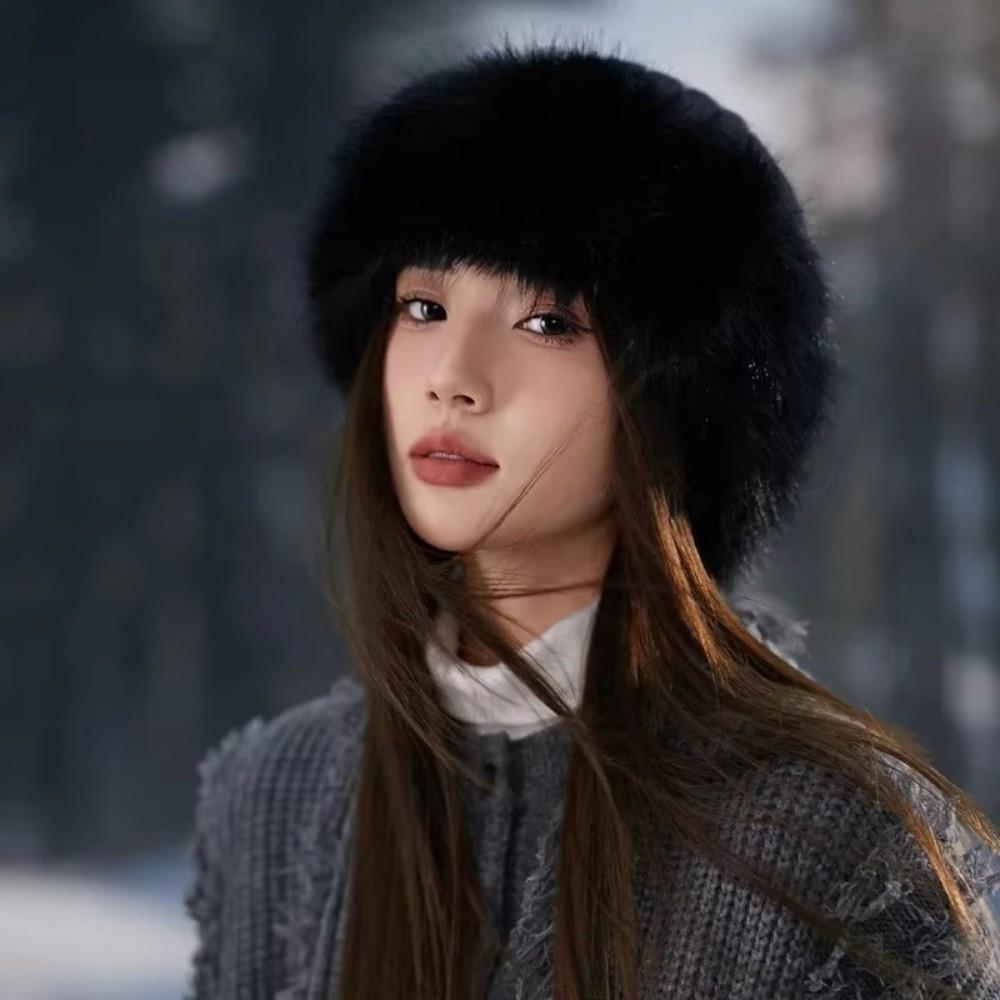 Thickening Winter Women's Warm Fur Hat Without Brim Cold-proof Warm Baseball Cap Warming Tools Ear Protection Fisherman Caps