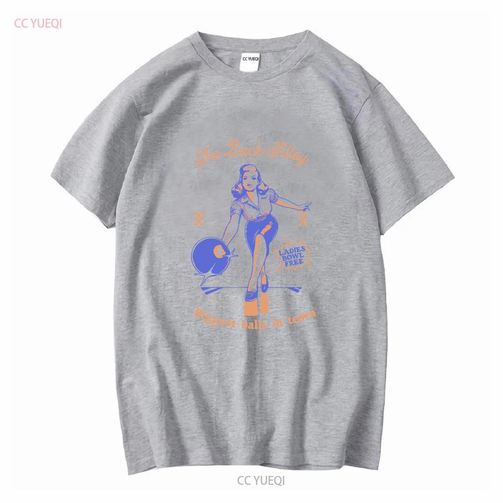 Funny Retro T Shirt Humorous Playful for Bowling Lovers Summer Fun Style Long or Short Sleeves Vintage Washed