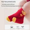 5 Pairs Breathable Infant Socks Fun Cartoon Prints Moisture Wicking New Year'S Socks For Daily Activities