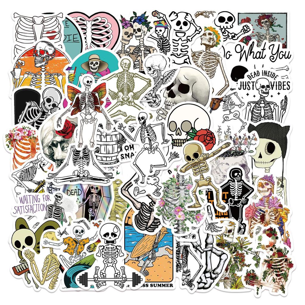 50 Cartoon Art Style Skull Stickers Can Decorate Suitcase Notebook Guitar Waterproof Stickers