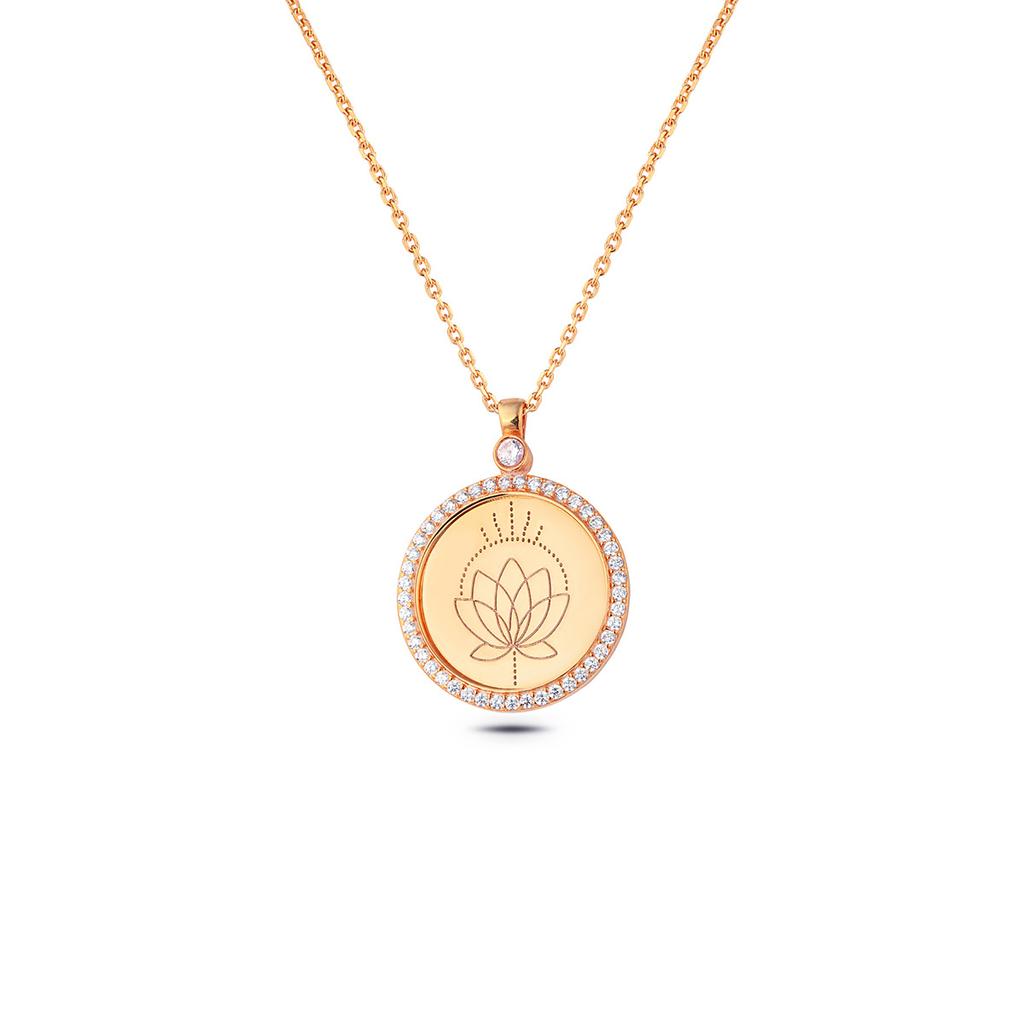Flower Pendant Necklace Rose Gold Plated 925 Sterling Silver