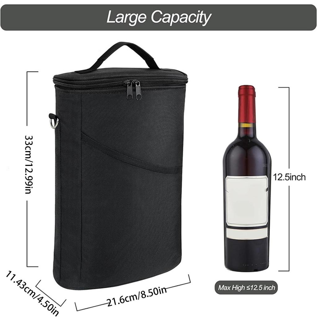 Portable Wine Cooler Bag Insulated Thermal Carrier for 2 Bottles Wine Outdoor Party Travel Portable Wine Tote Bag