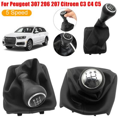 For Peugeot 206 207 307 Citroen C3/C4/C5 5 Speed Gear Shift Knob Shifter Lever Stick Gaiter Boot Cover PU Car Accessories