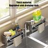 Draining Rack Kitchen Sink Organizer Anti-Rust Carbon Steel Structure Self-Draining Design Towel Rack Sponges Soap Detergent Bottle Holder