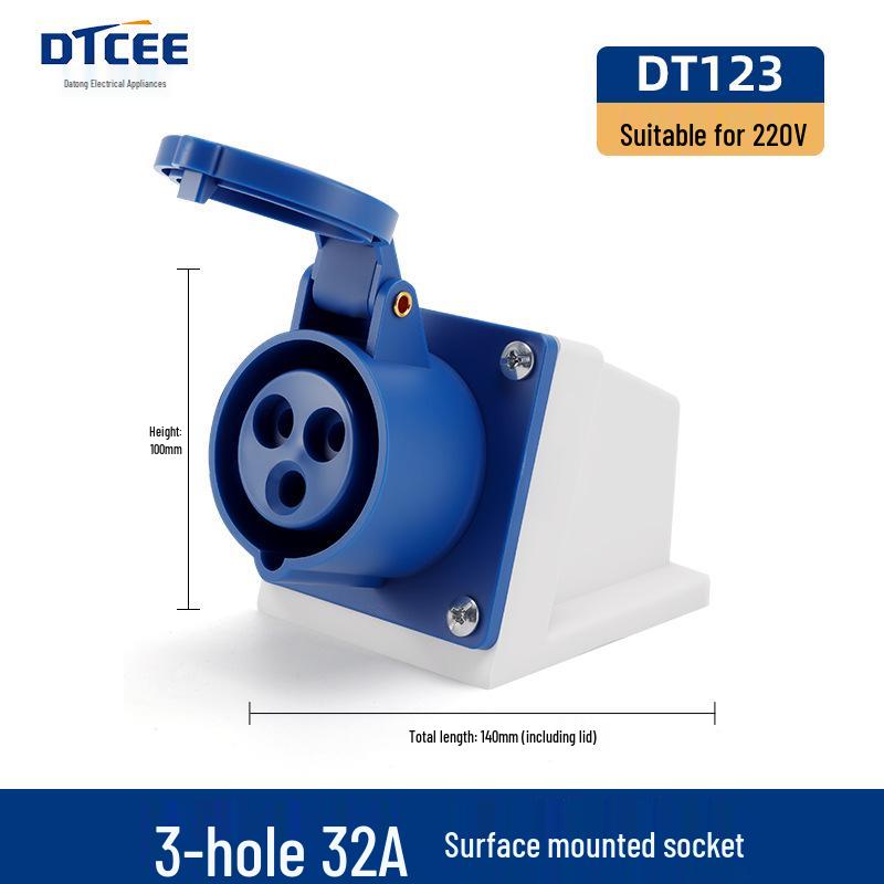 Industrial 16/32A Non-Explosion Proof Aviation Socket with 3-Core, 4-Core, 5-Core Connectors, Three-Phase, Four-Wire, 380V.